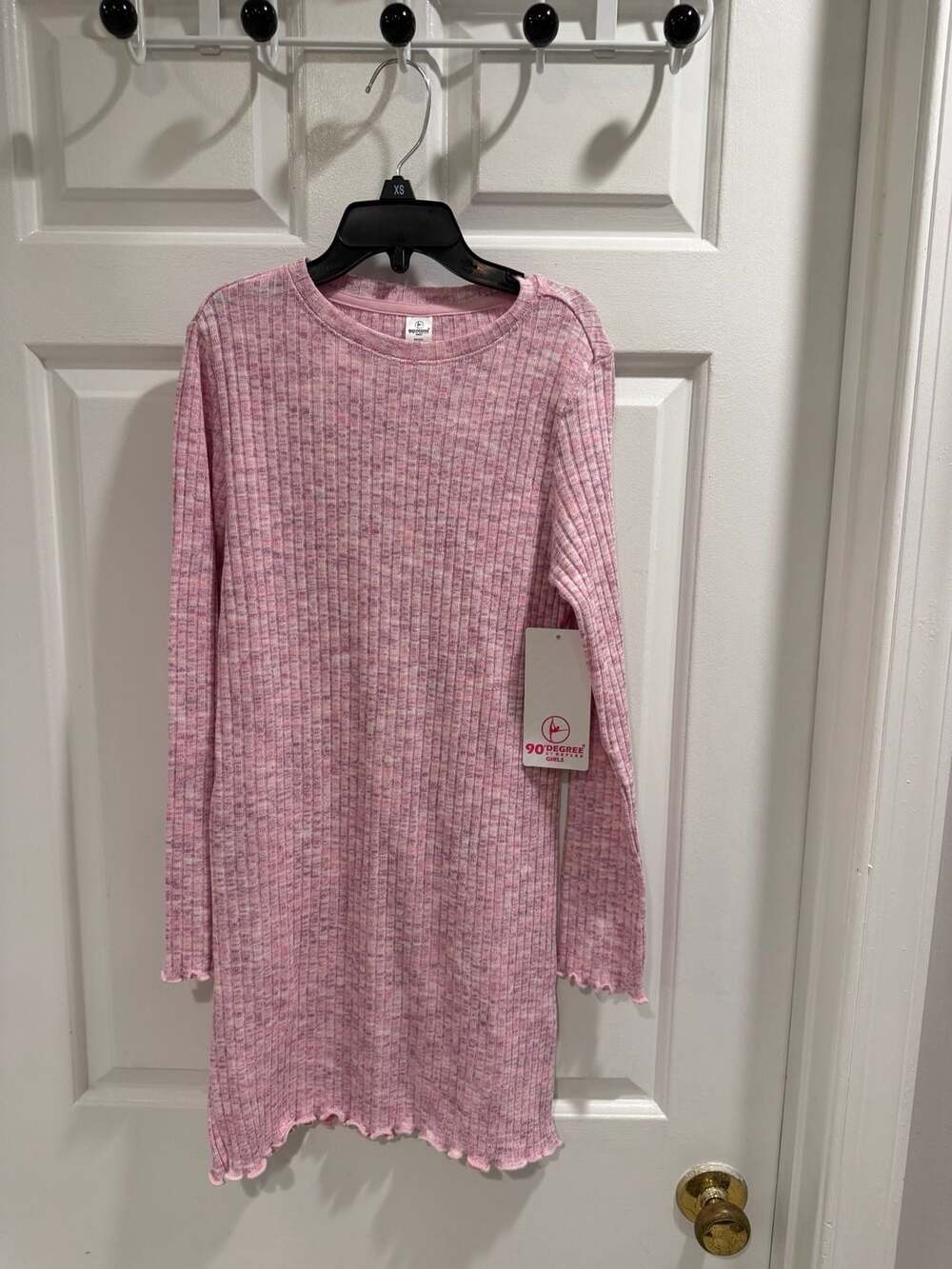 NWT 90 Degree By Reflex Splendid Dress Girls Sz L 12 Pink Rib Knit